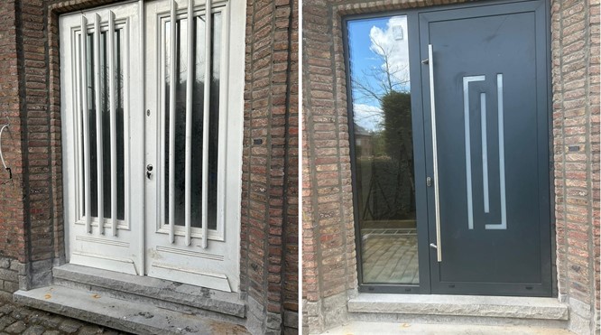 Mooie aluminium voordeur woning in Kapelle-op-den-bos